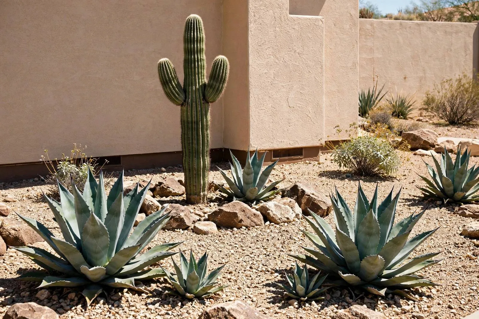 Xeriscaped front yard with desert plants at a home near 99th Avenue