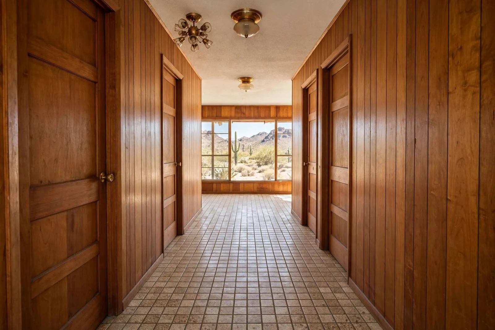 Original tile flooring in a hallway of a 1960s ranch home near Boswell Boulevard