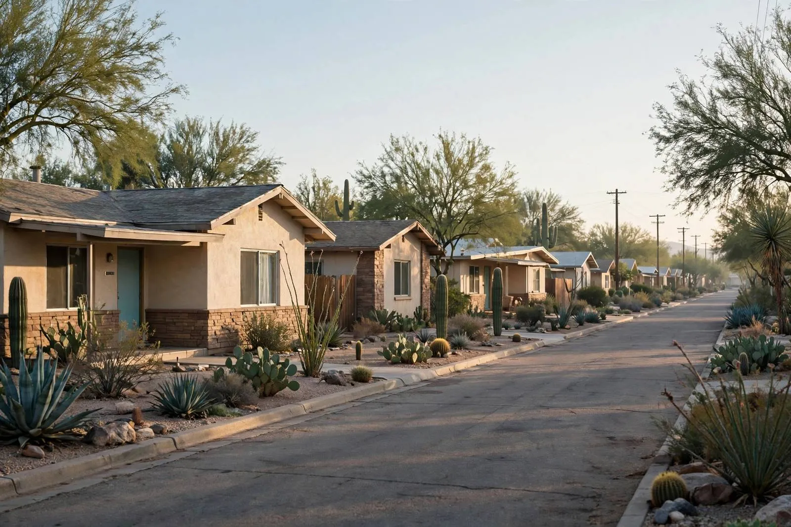 1960s ranch homes along a quiet street near Boswell Boulevard in Sun City